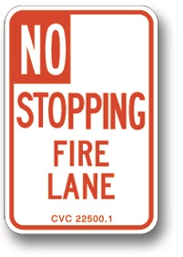 No stopping fire lane sign