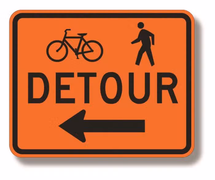 Bike/pedestrian detour sign (left or right)