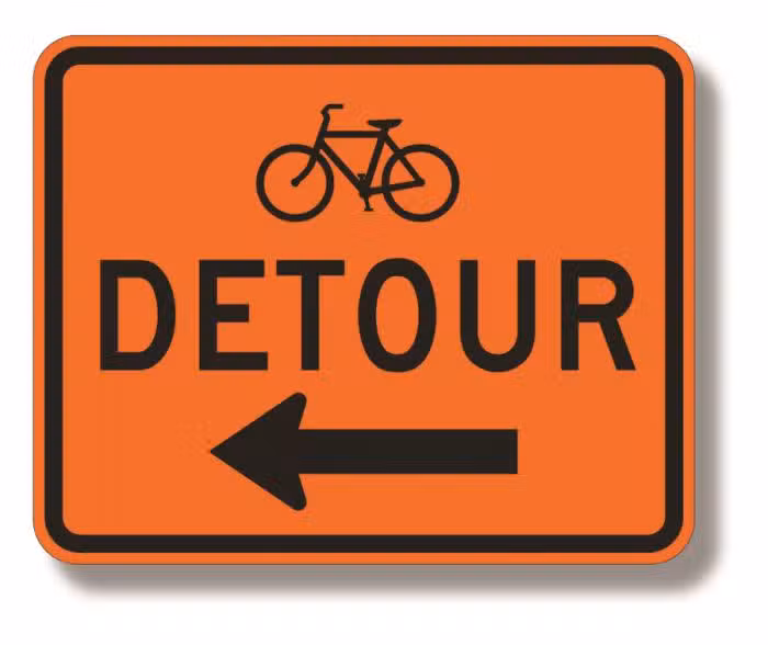 bicycle detour sign (left or right)