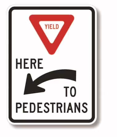 R1-5aL Yield Here To Pedestrians Text Only Left Arrow | Traffic Sign | Zumar Industries