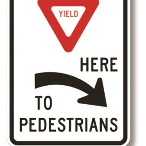 Yield here to pedestrians (right arrow)