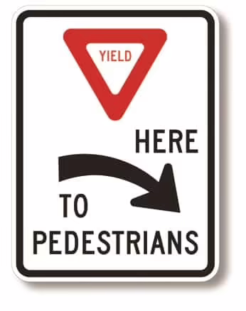 R1-5aR Yield Here To Pedestrians Text Only Right Arrow | Traffic Sign | Zumar Industries