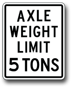 Axle weight limit sign