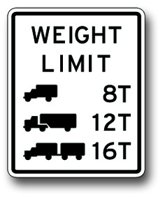Vehicle weight limit sign