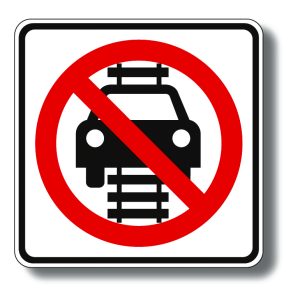 No vehicles on track sign