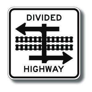 Divided highway sign