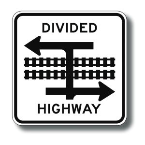 Divided highway sign