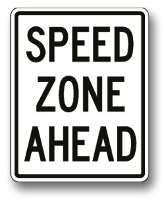 Speed zone ahead sign