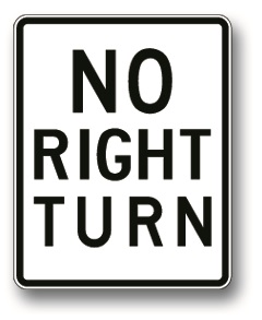No right turn sign