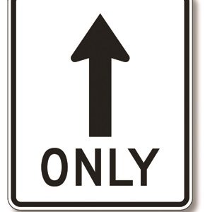 Straight only with arrow sign