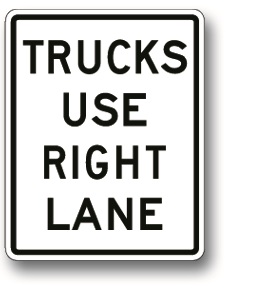 Trucks use right lane sign