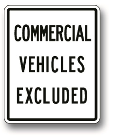 Commercial vehicles excluded sign