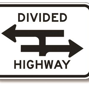 Divided highway sign