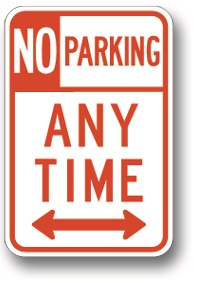 No parking any time with arrow sign (variant)
