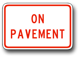 On pavement sign