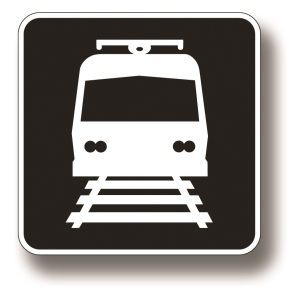 Light rail activated blank-out symbol sign