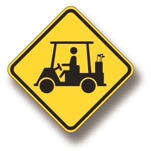 Golf cart warning sign