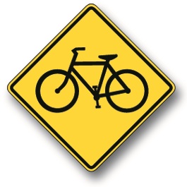 Bicycle warning sign