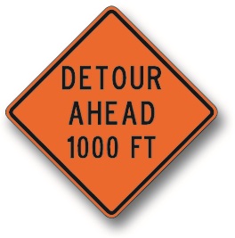 Detour ahead sign