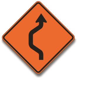 Double reverse curve sign (1 lane)
