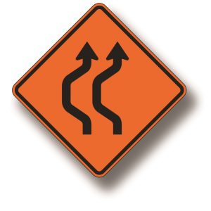Double reverse curve sign (2 lanes)