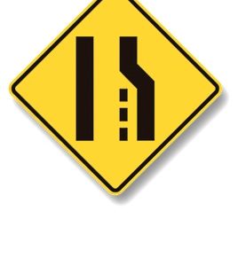 Lane ends sign (left or right)