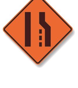 Lane ends sign (left or right)