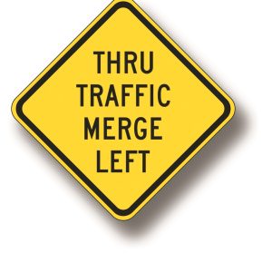 Thru traffic merge sign