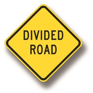 Divided road sign