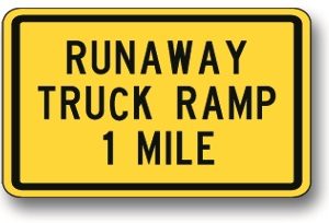 Runaway truck ramp sign