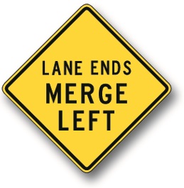 Lane ends merge sign (left or right)