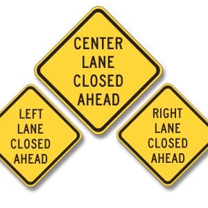 Lane closed ahead sign