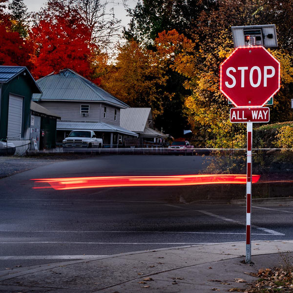 Flashing Light Stop Sign