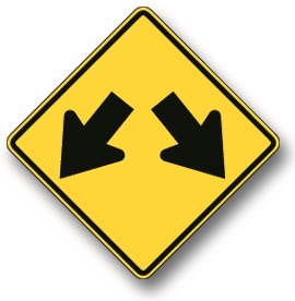 Double arrow warning sign
