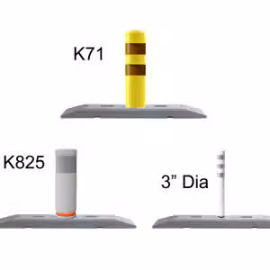 Narrow bike lane defender with K7` Post, K825 Post and 3" Dia
